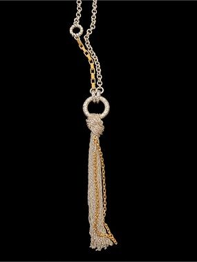 Authentic BRIGHTON "Tassel In The Mix" Multi Chain Statement Long Necklace 30"